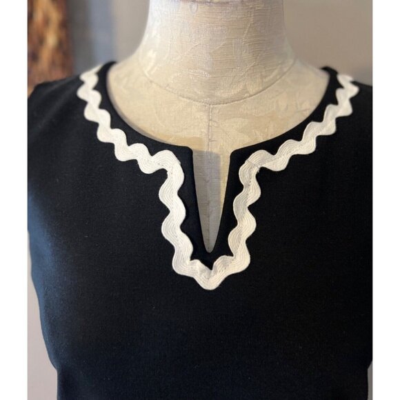 Talbots Dress 8P 8 P Black White Ric Rack Stretch Sleeveless Career Church - Picture 4 of 9